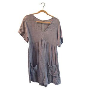Emery Rose Women's Cotton V-Neck Short Sleeve Romper Bundle Black & Blue L Two R